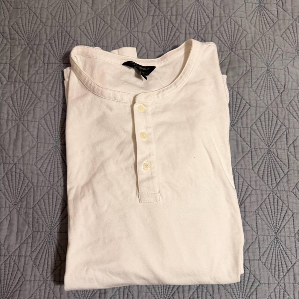 Banana Republic Men’s Classic White Henley Long Sleeve Shirt Sz XXL